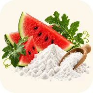 Watermeloen en wit poeder met L-citrulline