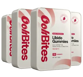 Pakket met 4 dozen Oohbites gummies, genoeg voor twee maanden